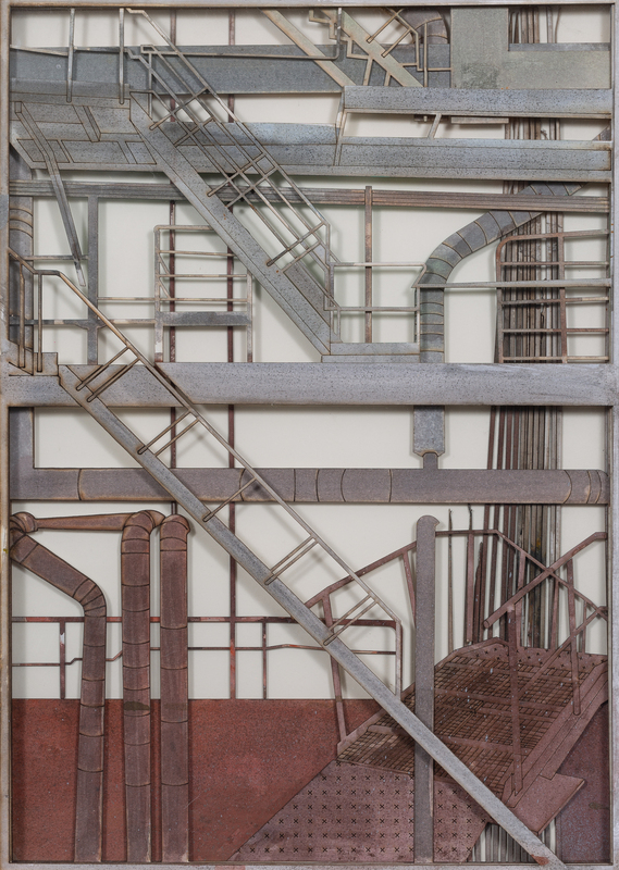 Industrial landscape, (Paper relief Drawing)