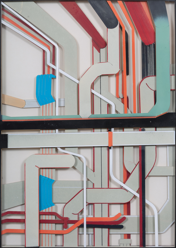 Industrial landscape, (Paper relief Drawing)